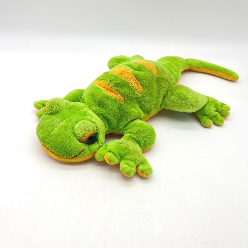 Ganz Webkinz Leopard Gecko Green Orange Striped Lizard Plush Stuffed Animal 13"